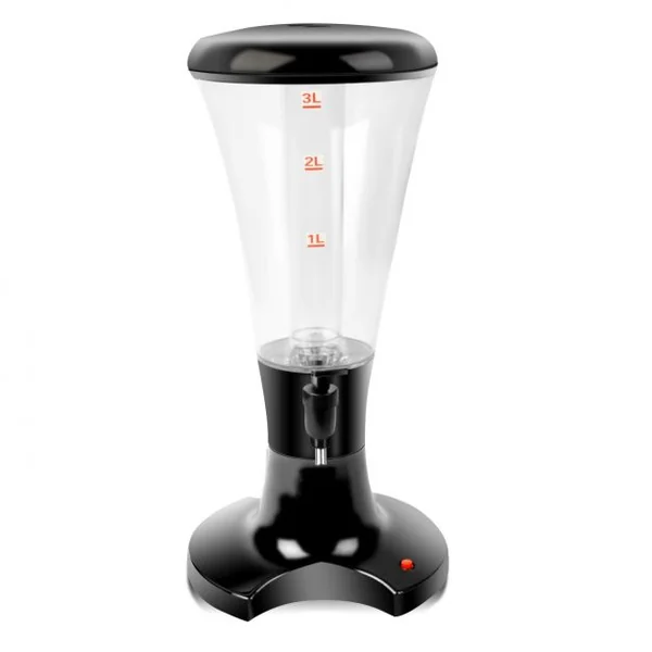 Distributeur de Bière avec Robinet et Colonne de Glaçon Girafe à Bière Tireuse à Bière Volume de 3 Litres en ABS Noir