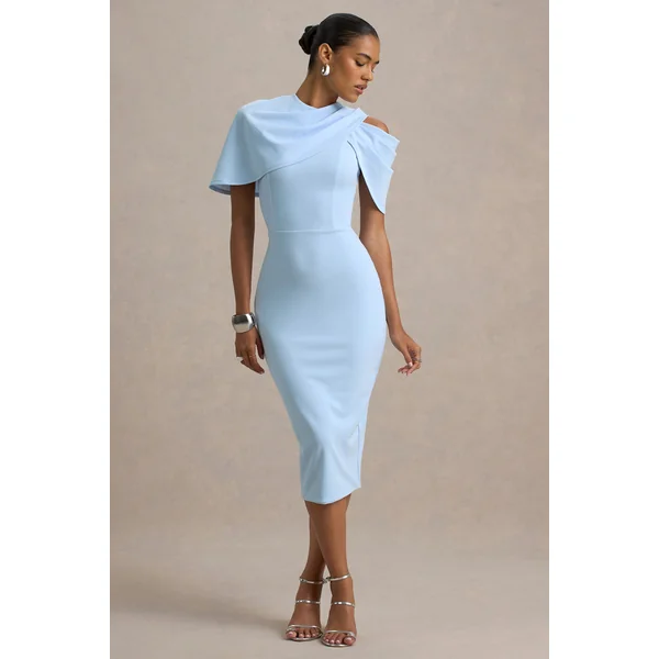 Dorothea | Robe Mi-Longue Drapée Bleu