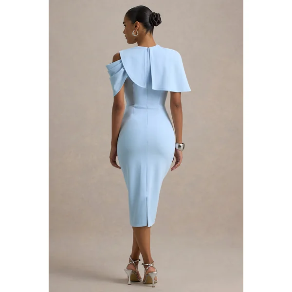 Dorothea | Robe Mi-Longue Drapée Bleu