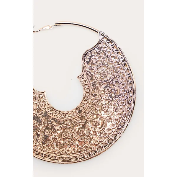 Doré Boucles D'oreilles Créoles Texturées Oversize