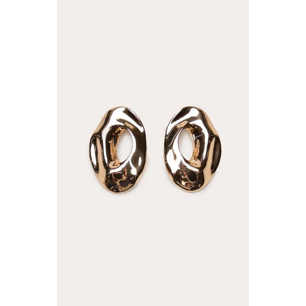 Doré Boucles D'oreilles Imposantes Texturées Abstraites