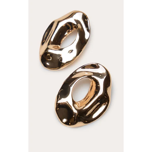 Doré Boucles D'oreilles Imposantes Texturées Abstraites