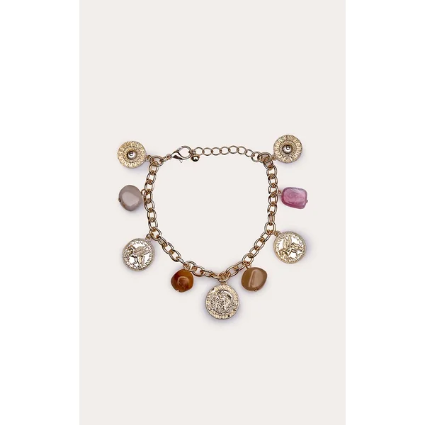 Doré Bracelet À Breloques Médaillons