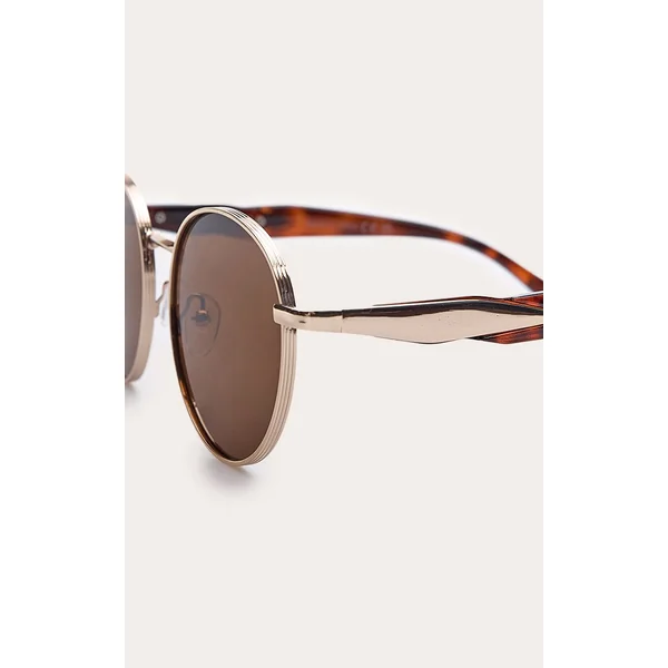 Doré Lunettes De Soleil Rondes À Monture Métallique