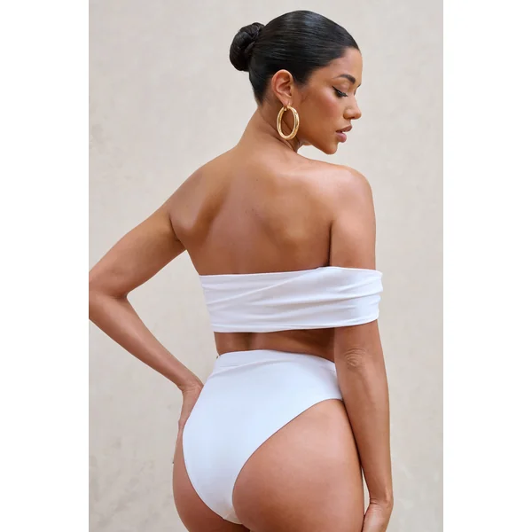 Dusk | Haut de bikini blanc bandeau drapé