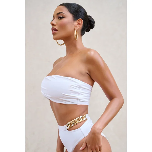 Dusk | Haut de bikini blanc bandeau drapé