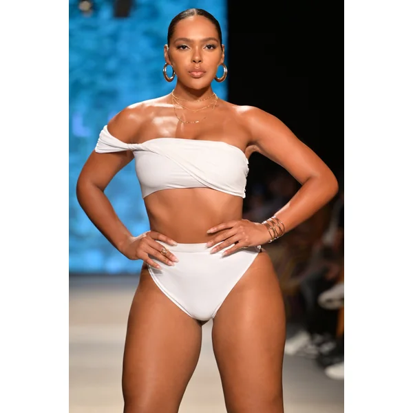 Dusk | Haut de bikini blanc bandeau drapé