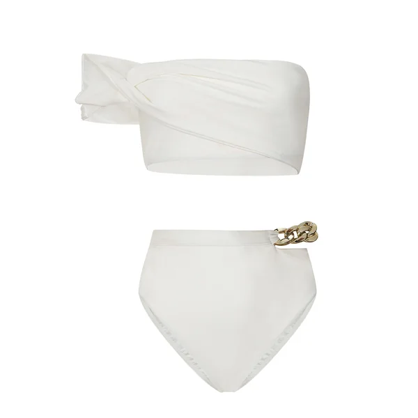 Dusk | Haut de bikini blanc bandeau drapé