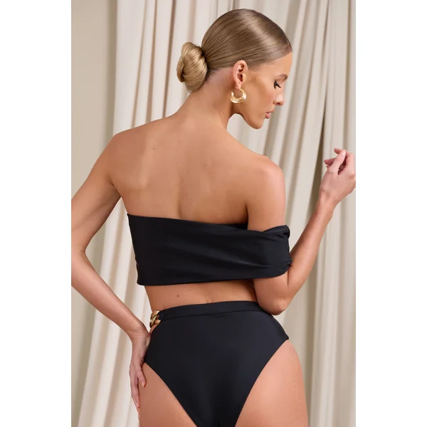 Dusk | Haut de bikini noir bandeau drapé