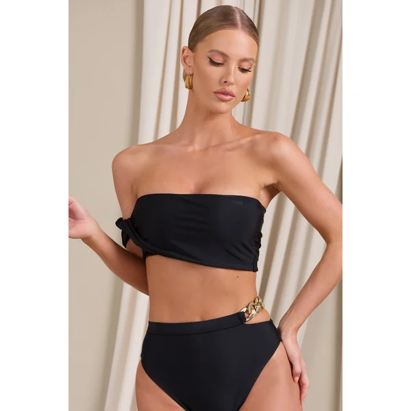 Dusk | Haut de bikini noir bandeau drapé