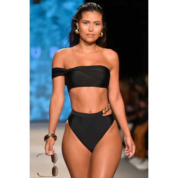 Dusk | Haut de bikini noir bandeau drapé