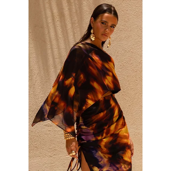 Elysia | Crop top asymétrique à imprimé fumée