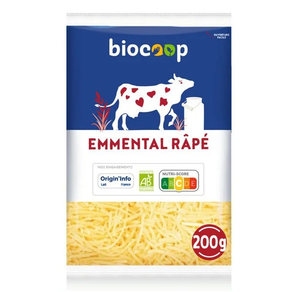 Emmental râpé lait pasteurisé 31% 200g