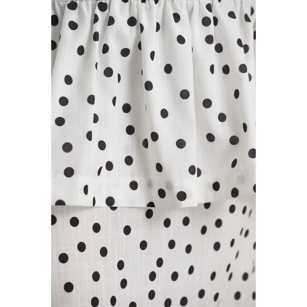 Emry | Jupe longue taille haute à imprimé pois blancs ornée de volants