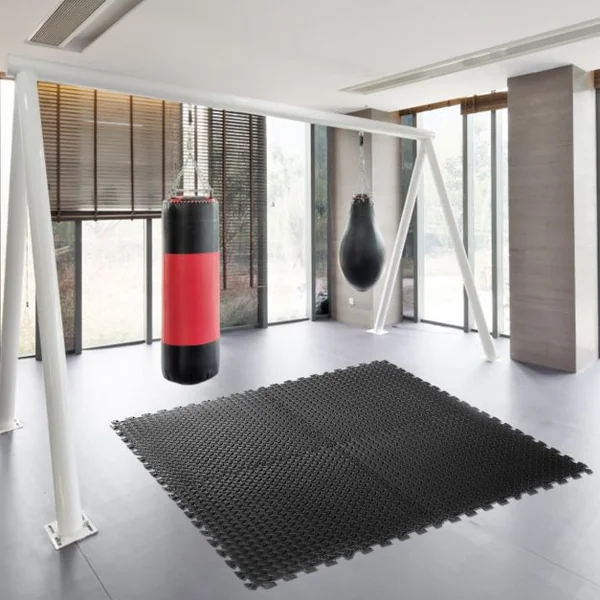 Ensemble de 12 Dalles Carrées en Mousse EVA Emboitables Tapis de Protection de sol Tapis Puzzle, 60x60x1,2cm, Noir