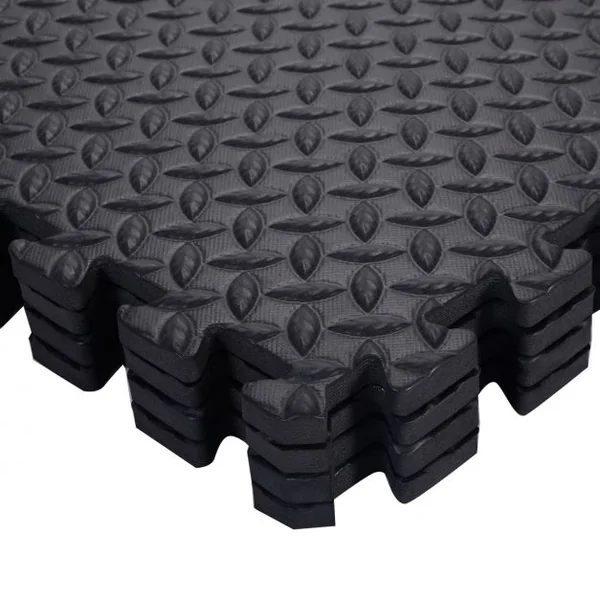 Ensemble de 12 Dalles Carrées en Mousse EVA Emboitables Tapis de Protection de sol Tapis Puzzle, 60x60x1,2cm, Noir