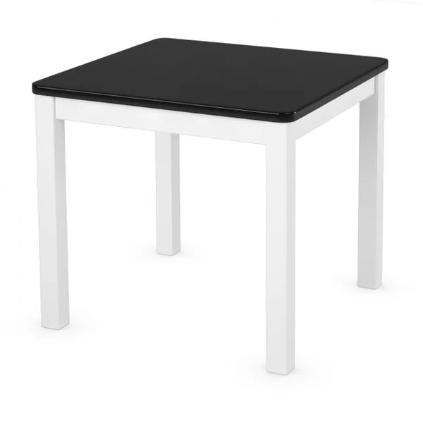 Ensemble de Table Carrée et 4 Chaises pour Enfants en Bois de Pin Capacité 100 kg, 63 x 63 x 56cm, Blanc et Noir
