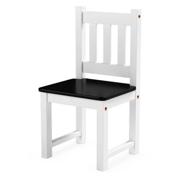 Ensemble de Table Carrée et 4 Chaises pour Enfants en Bois de Pin Capacité 100 kg, 63 x 63 x 56cm, Blanc et Noir