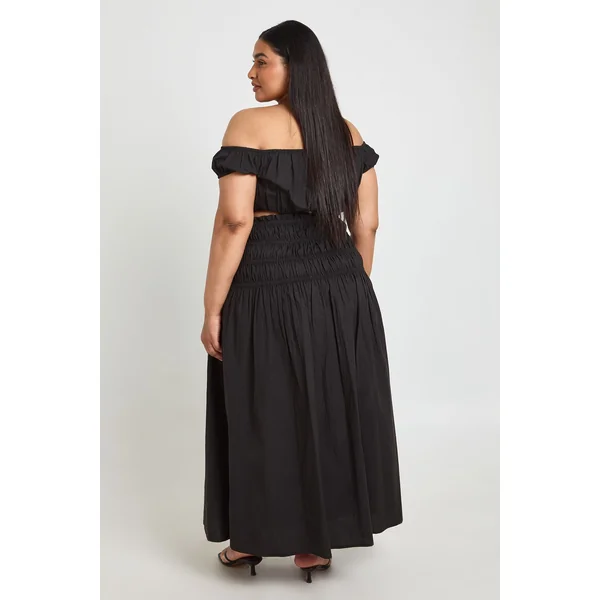 Ensemble Grande Taille Haut Bardot Et Jupe En Popeline De Coton
