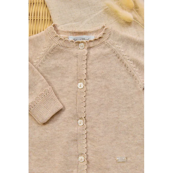Ensemble long beige chiné cache cœur unisexe Tartine et Chocolat E26 - Soins Bébé Naturels & Produits Maman Après Naissance