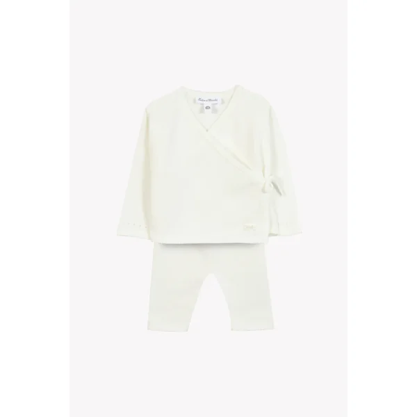 Ensemble long écru coton cache cœur unisexe Tartine et Chocolat E26 - Soins Bébé Naturels & Produits Maman Après Naissance