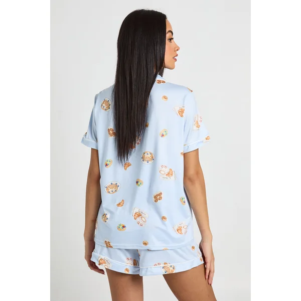 Ensemble Pyjama Chemise À Manches Courtes Et Short Imprimé Petit-déjeuner