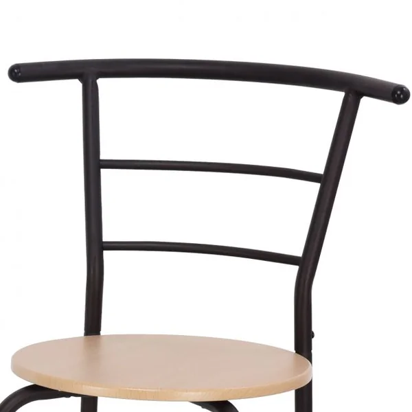 Ensemble Table de Salle à Manger Cuisine 1 Table et 2 Chaises en MDF Cadre en Tubes Acier 1 étagère porte-bouteilles Noir /Naturel