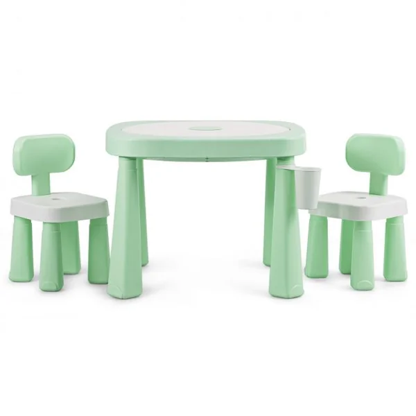 Ensemble Table et 2 Chaises Multi-usage 5 en 1 pour Enfant de 3-8 Ans Technologie Ar Blocs de Construction en Pp Vert