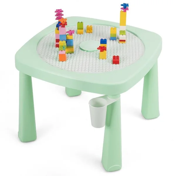 Ensemble Table et 2 Chaises Multi-usage 5 en 1 pour Enfant de 3-8 Ans Technologie Ar Blocs de Construction en Pp Vert