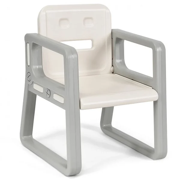 Ensemble Table et 2 Chaises pour Enfants de 1 à 3 Ans en Hdpe Table 795x495x50cm Chaise 40x39x53cm Beige et Gris