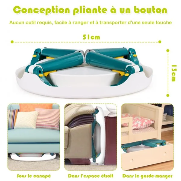 Ensemble Table et 2 Tabourets pour Enfants Multi-Usage Capacité 100 kg en ABS Table 51x30-43cm Tabouret 25x22cm Vert