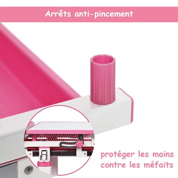 Ensemble Table et Chaise avec Lampe pour Enfant Hauteur Réglable Plateau Inclinable Capacité chaise 80kg, Bleu/Gris/Rose