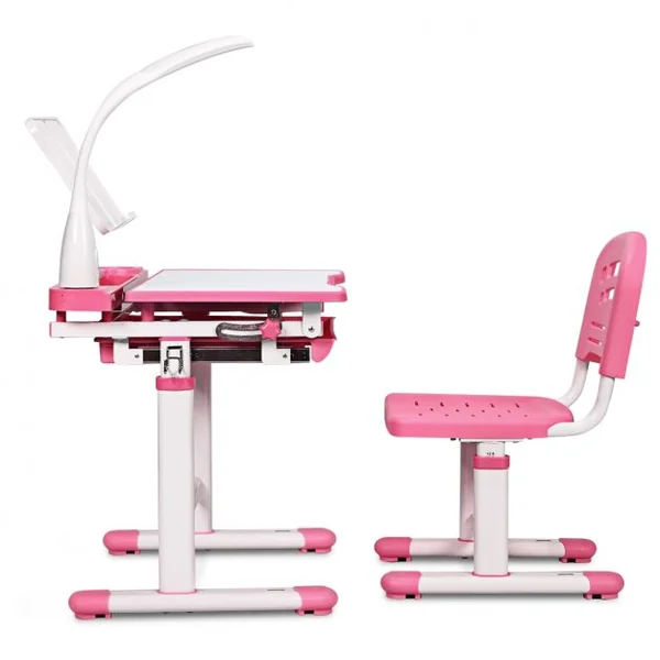 Ensemble Table et Chaise avec Lampe pour Enfant Hauteur Réglable Plateau Inclinable Capacité chaise 80kg, Bleu/Gris/Rose