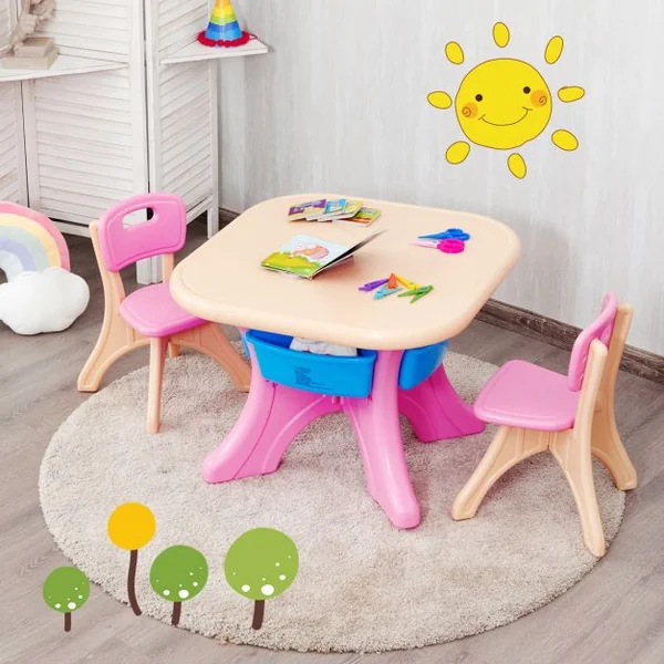 Ensemble Table et Chaises pour Enfants 1 Table et 2 Chaises pour Enfants de 2 à 6 Ans Capacité 80 Kg en Pe Ecologique