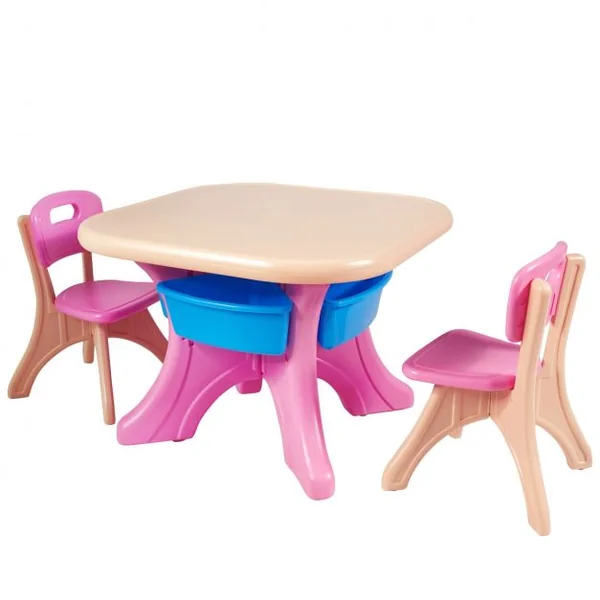Ensemble Table et Chaises pour Enfants 1 Table et 2 Chaises pour Enfants de 2 à 6 Ans Capacité 80 Kg en Pe Ecologique