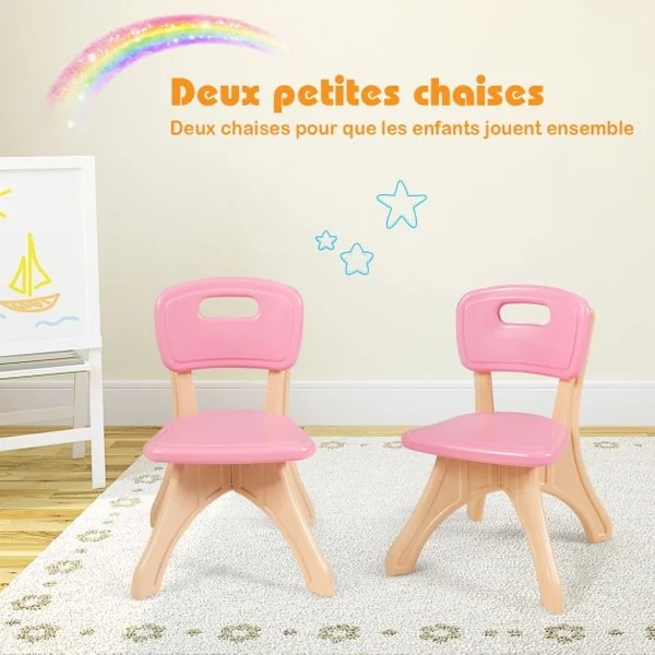 Ensemble Table et Chaises pour Enfants 1 Table et 2 Chaises pour Enfants de 2 à 6 Ans Capacité 80 Kg en Pe Ecologique