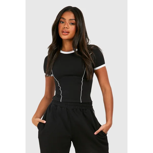 Ensemble T-shirt à détail de passepoil et joggeurs à jambe droite