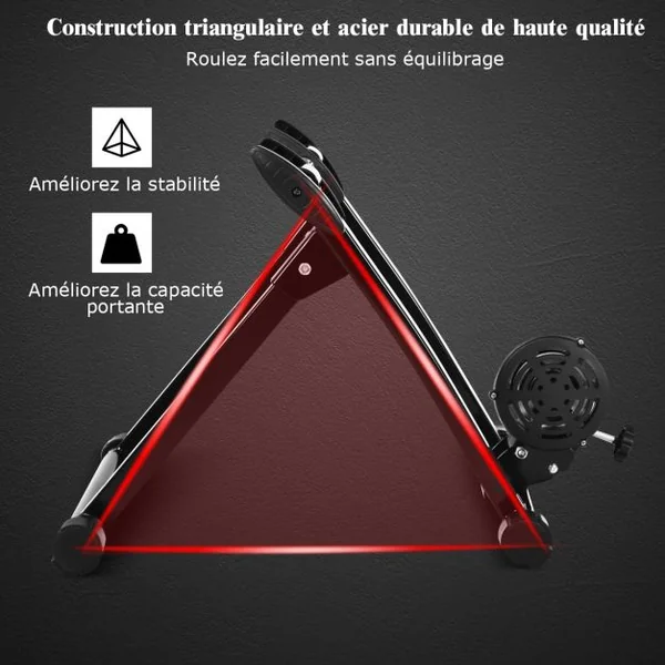 Entraîneur de Vélo avec fil pour Roue 26-28’’ en Acier avec 8 Niveaux de Résistance Charger Max 100KG