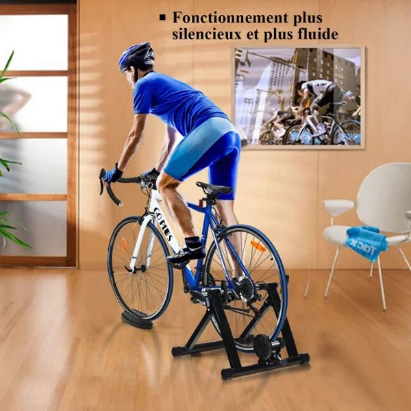 Entraîneur de Vélo avec fil pour Roue 26-28’’ en Acier avec 8 Niveaux de Résistance Charger Max 100KG