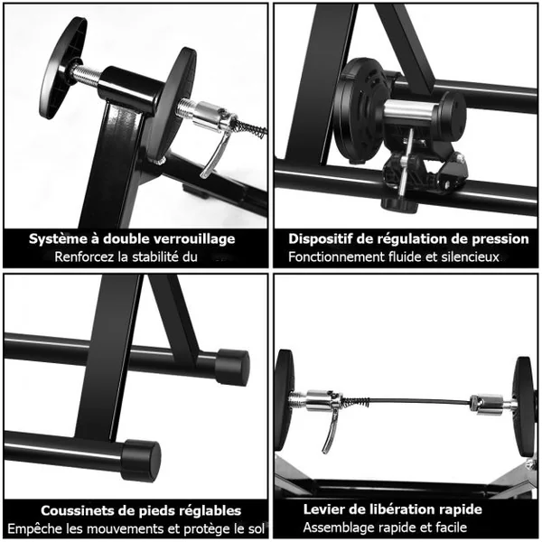 Entraîneur de Vélo avec fil pour Roue 26-28’’ en Acier avec 8 Niveaux de Résistance Charger Max 100KG