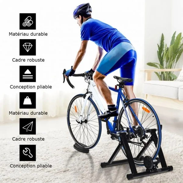 Entraîneur de Vélo pour Roue 26-28’’ en Acier Charger Max 100KG en Aicer de Haute Qualité à l'Intérieur Noir
