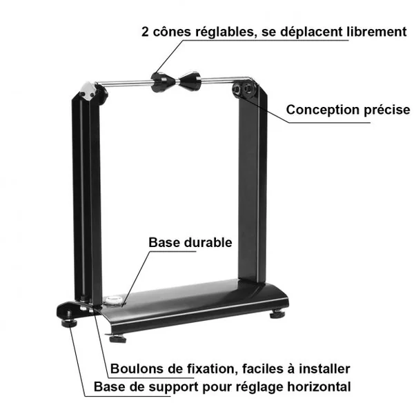 Equilibreuse de Roues et Jantes de Moto / Vélo Equilibrage et Réparations Cônes de Centrage en Acier 39x21x47cm Noir