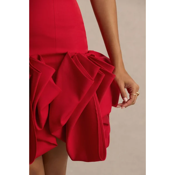 Erica | Mini-robe rouge à jupe bouffante avec volants