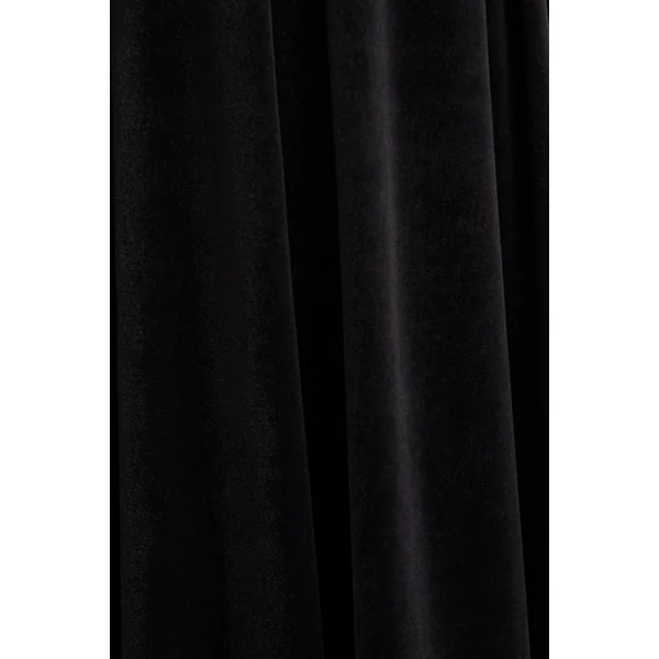 Esmeray | Robe mi-longue noire en velours à décolleté cœur