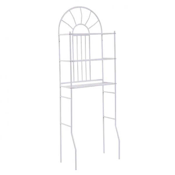 Etagère au-dessus des toilettes 3 niveaux Rangement de salle de bain, en métal, 59 x 37 x 173 cm, Blanc