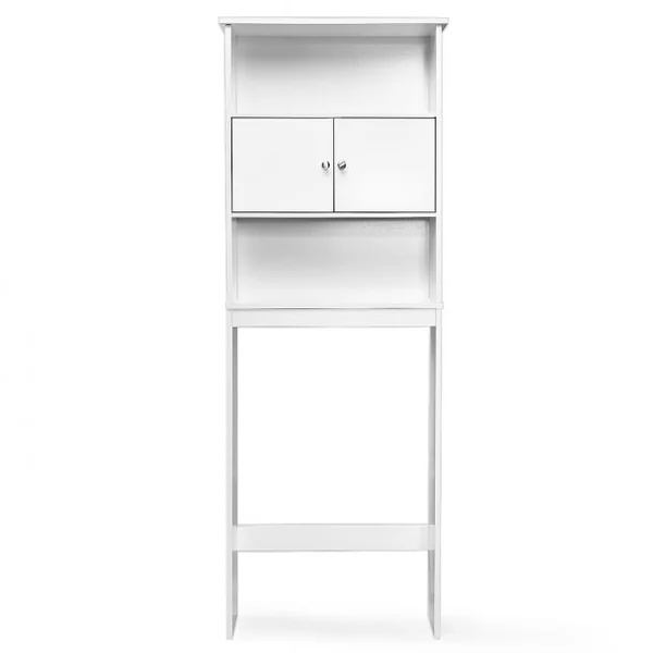 Etagère de Rangement au Dessus de WC ou Lave-linge avec Placard avec Portes 63 x 19,5 x 175 cm