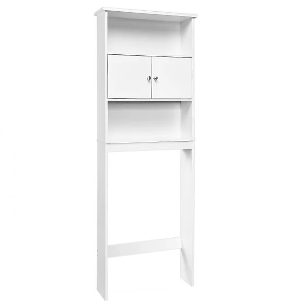 Etagère de Rangement au Dessus de WC ou Lave-linge avec Placard avec Portes 63 x 19,5 x 175 cm
