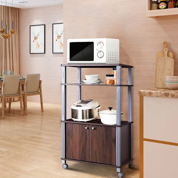 Etagère de Rangement Roulante Chariot de Cuisine Roulant pour Micro-ondes en Mdf 60x395x93-975cm 4 Couleurs au Choix