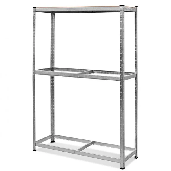 Etagère de Rangement à 3 Niveaux Stockage pour Pneus Rayonnage pour 8 Pneus en Acier et MDF, 120x40x180cm, Argenté