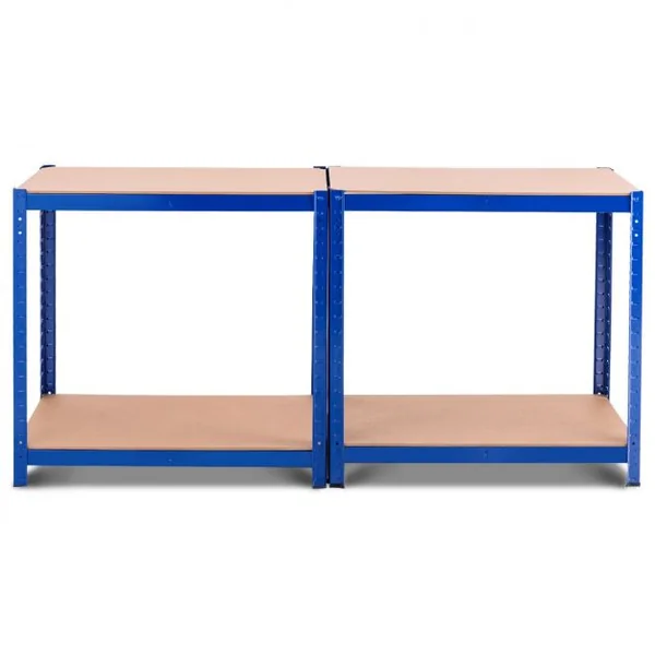 Etagère de Rangement à 4 Niveaux Stockage Rayonnage d’Atelier en Acier et MDF Capacité 520 kg 40x80x160cm Bleu